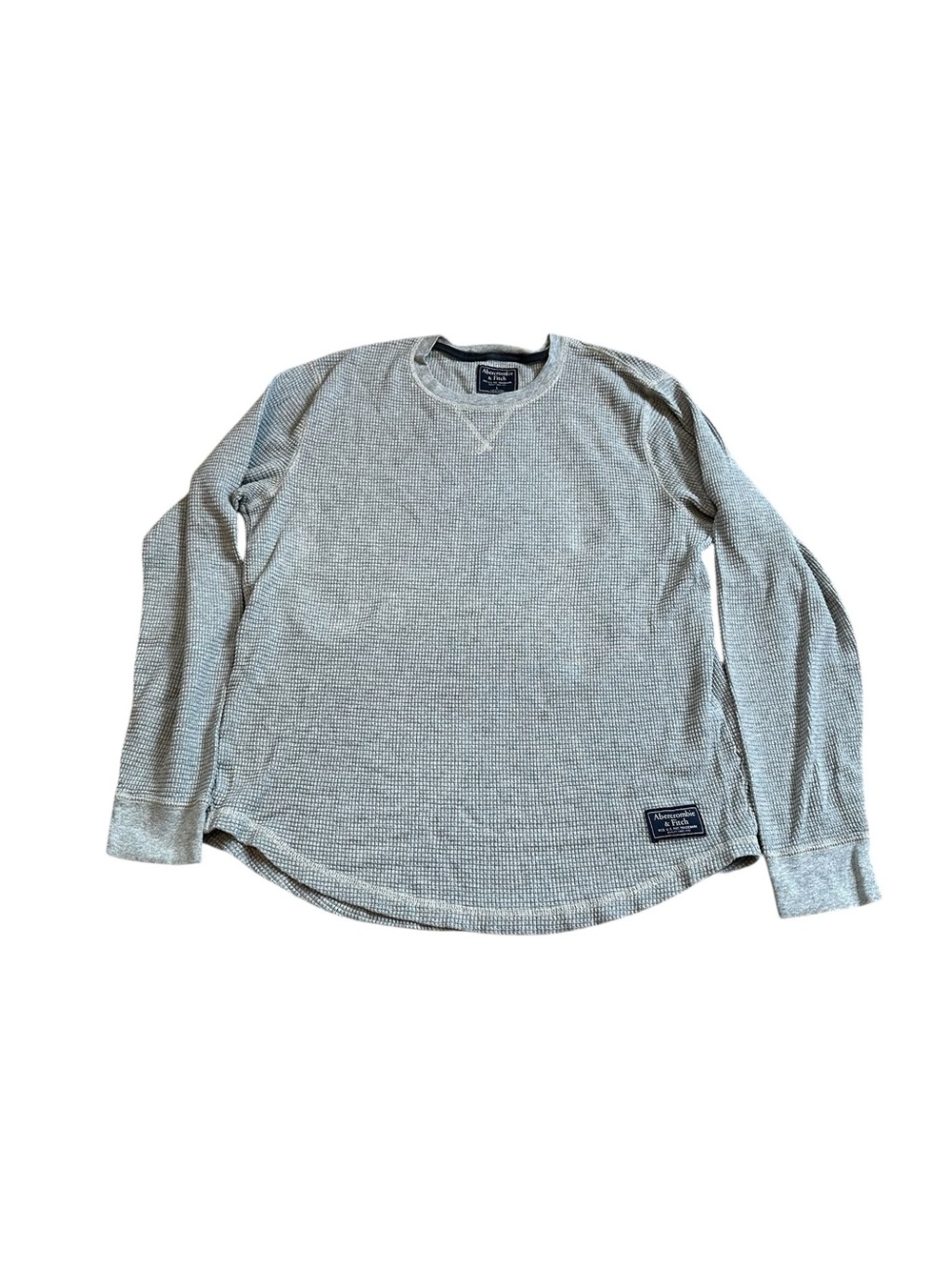 Abercrombie & Fitch Mens Gray Waffle Knit Long Sleeve Shirt Y2K Preppy Outdoors